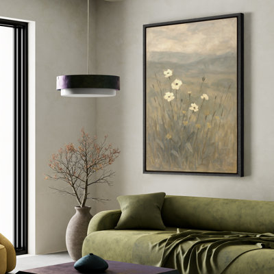 Art mural encadré, "Wildflower Landscape", impression murale pour chambre à coucher - 16 po x 24 po