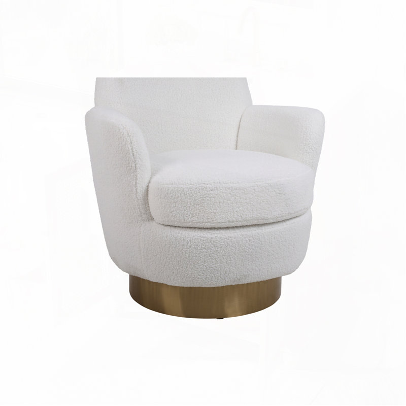 Fauteuil demi-tonneau Teddy, Ours en peluche ivoire