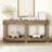 U_Style 62.9" Vintage Entryway Table - Fir Solid Wood with Natural Grain, 6 Reinforced Legs & 4.5" Thick Desktop, Metal Rivet Decor & Plank Under-Shelf, Console Table for Hallway, Living Room
