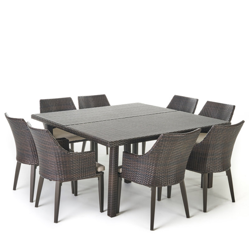 Ensemble repas 9 pièces avec coussins Murdock, Brun multi
