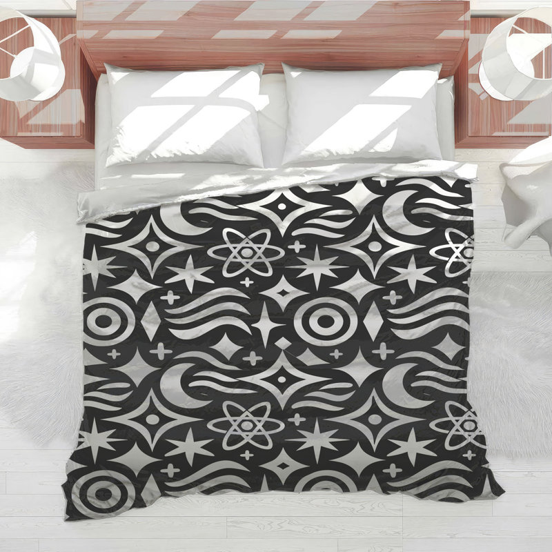 Black White Cosmic Pattern Comforter, Twin