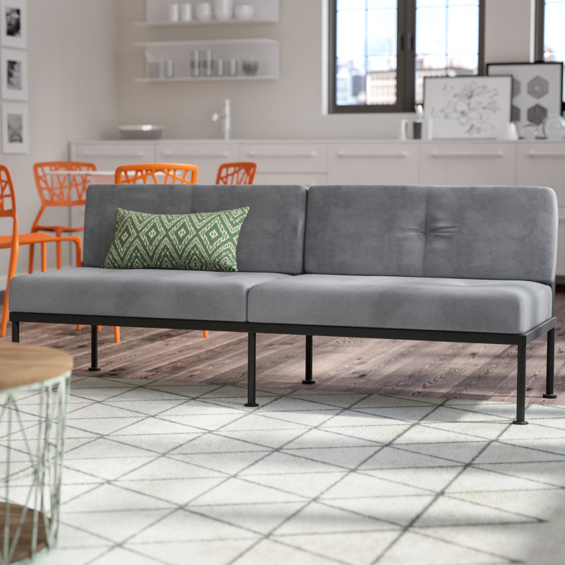 72'' Upholstered Sofa, Mercury Gray Microfiber/Microsuede