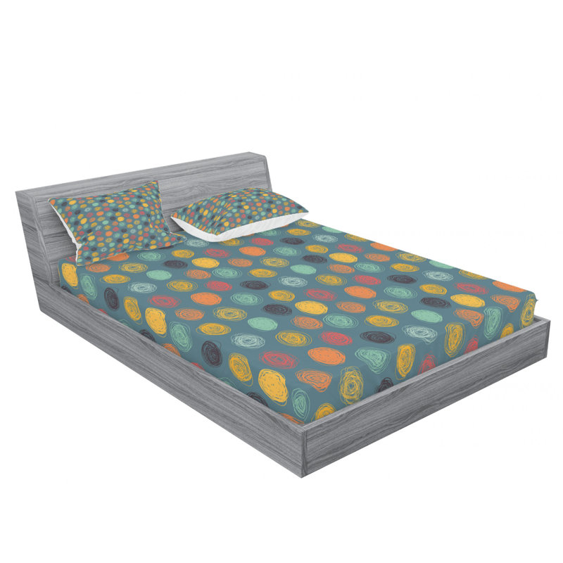 Microfiber Geometric Sheet Set, Full/Double Sheet Set with Fitted Sheet