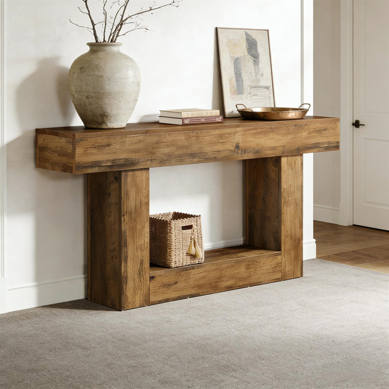 Table de couloir à 2 niveaux (table basse incluse), Brun rustique
