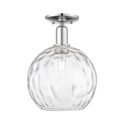 Arcadia - Champlon - Plafonnier semi-encastré 10 po à 1 lumière - Finition chrome poli - Abat-jour en verre transparent