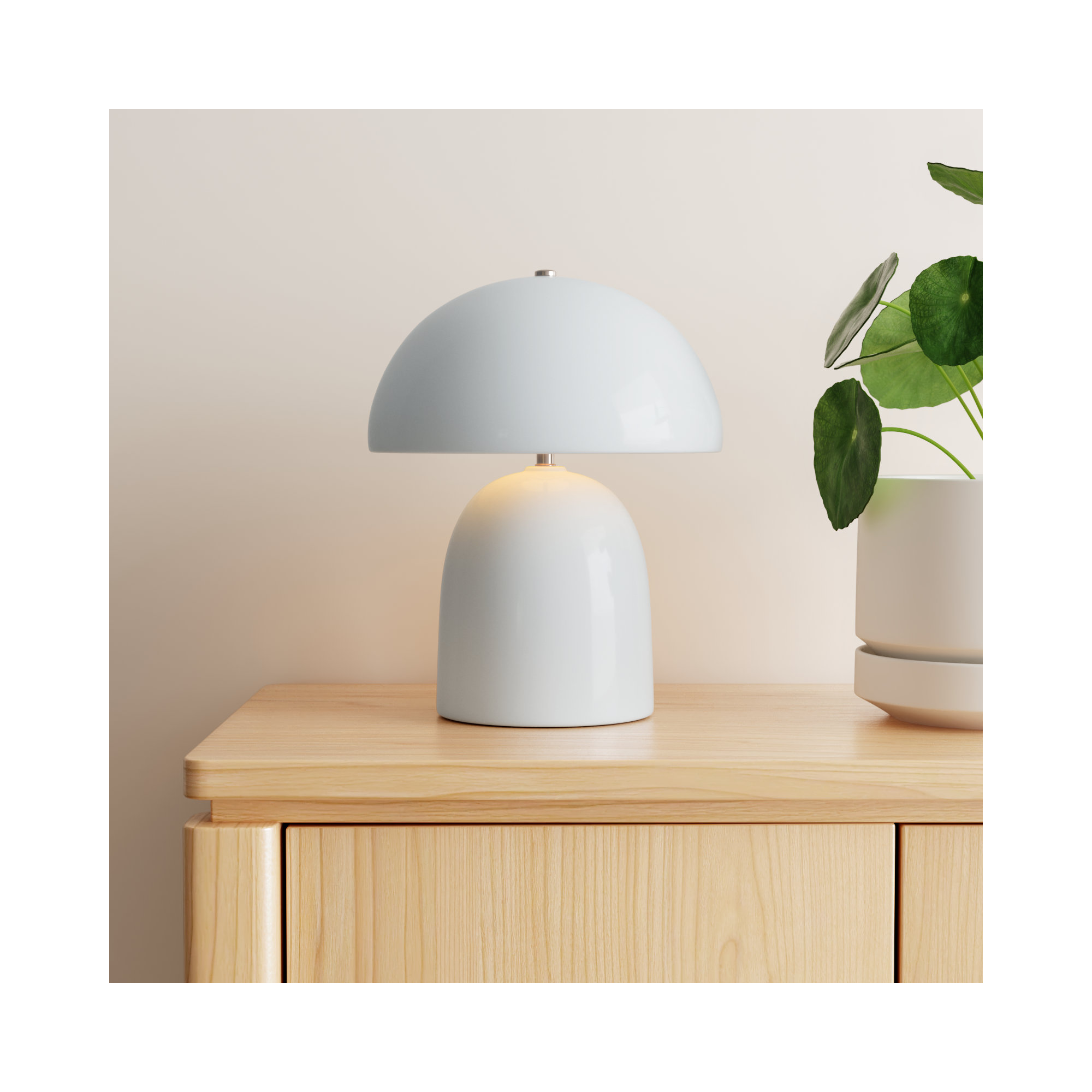 Percy Ceramic Table Lamp, Gloss White