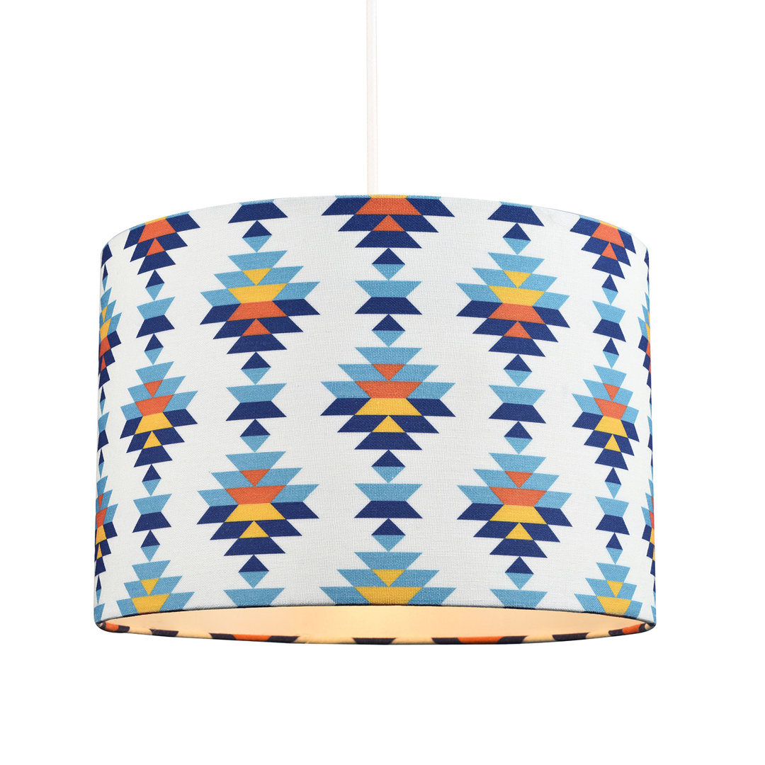20cm H Cotton Blend Drum Lamp Shade (Screw On) in Blue