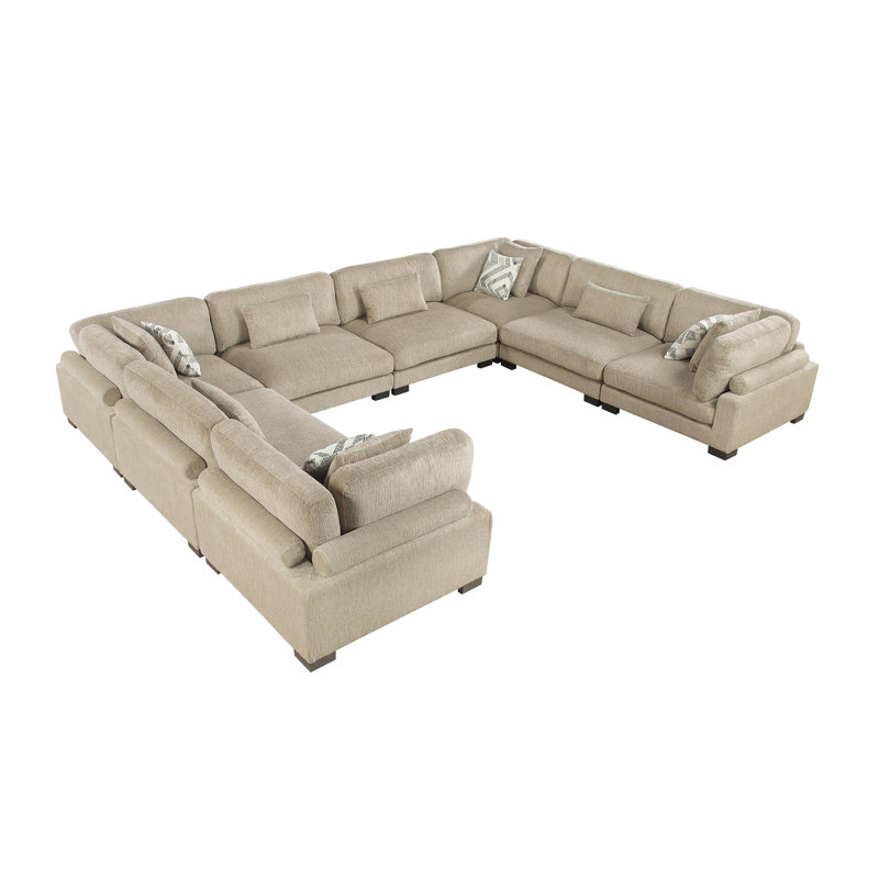 Canapé modulaire 8 pièces Connell, Microfibre/microsuède brun