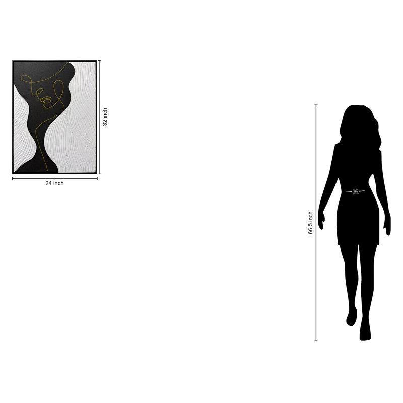 Contour Muse I - 32 po x 24 po - Toile peinte à la main dans un cadre