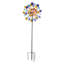 Colorful Blooms Metal Wind Spinner with Red and Blue Acrylic Discs