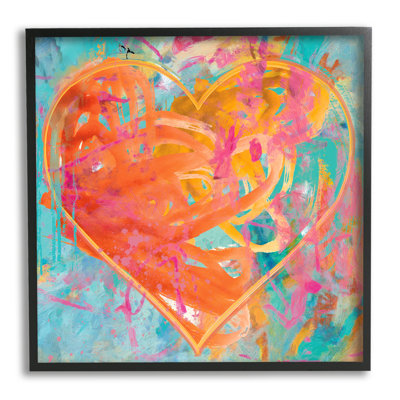 «Street Style Graffiti Heart Shape Bold Paint Splatter» par Porter Hastings - peinture à cadre flottant sur toile