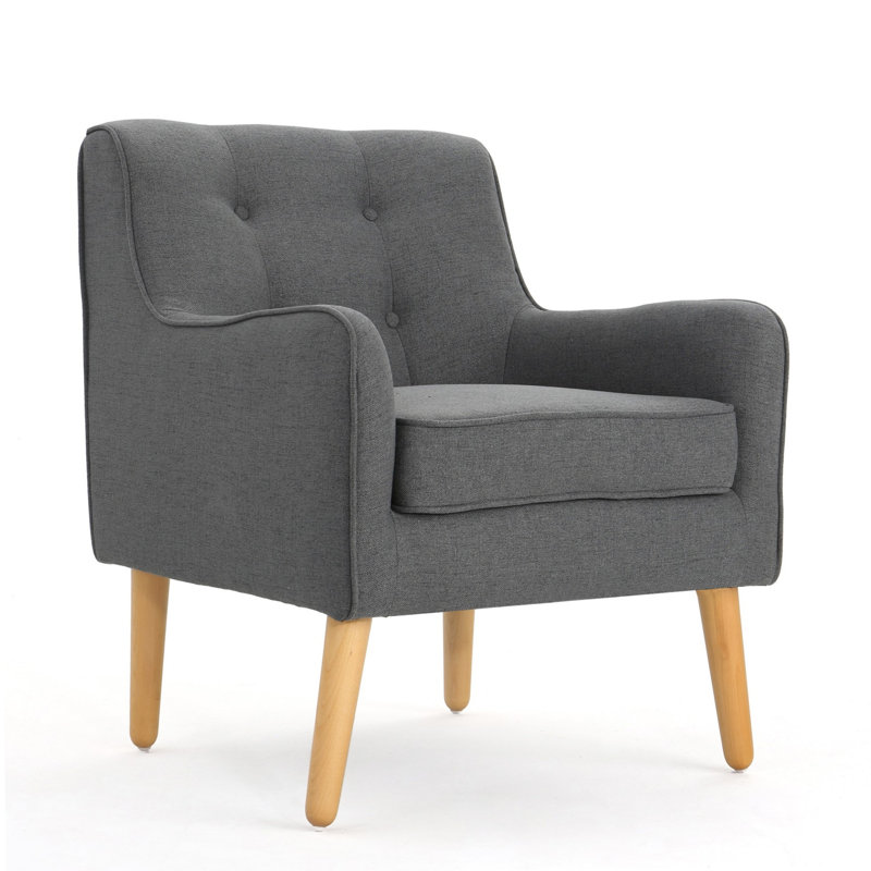Alcide Tufted Armchair, Charcoal Fabric