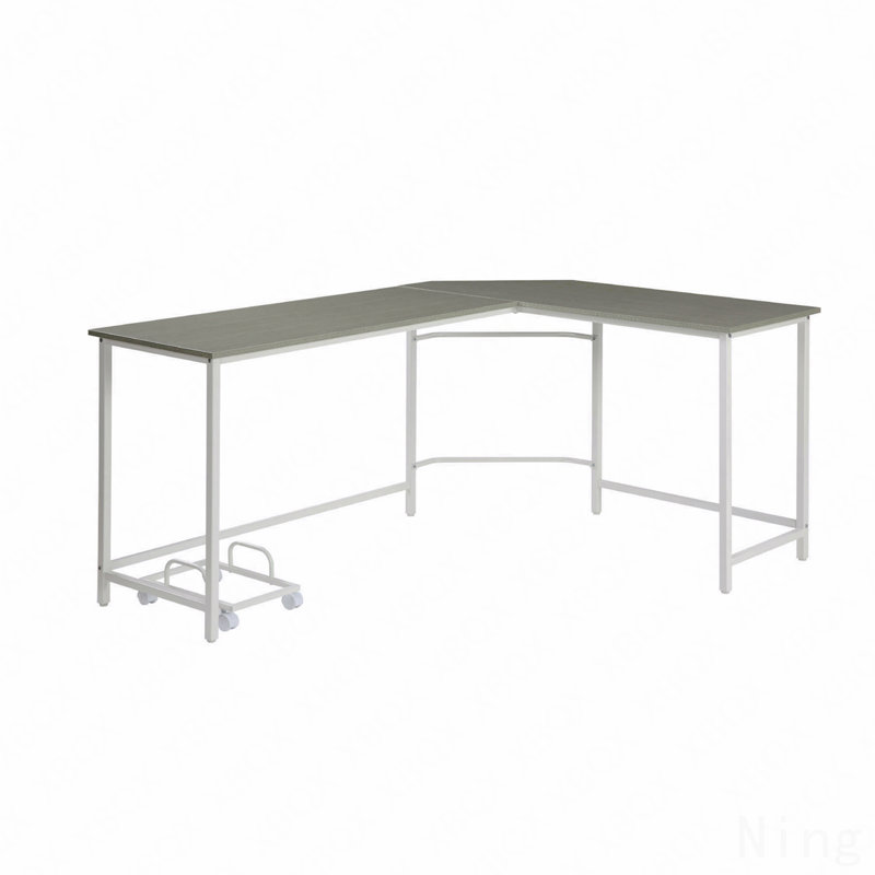 Gray & White L-Shaped Rectangular Computer Desk