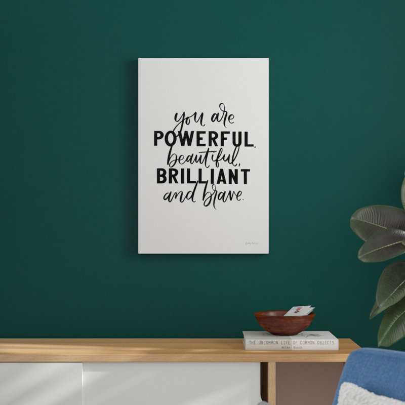You Are Powerful BW by Becky Thorns - No Frame Print on Canvas, 76cm H x 51cm W x 3.8cm D
