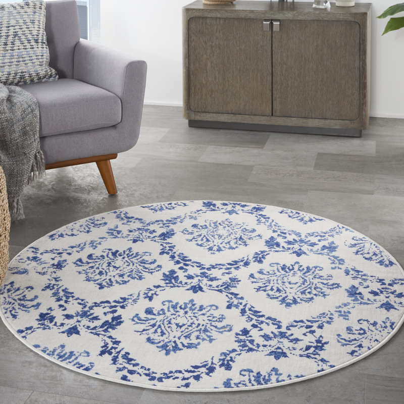 Goda Floral Indoor Rug, Round 5'