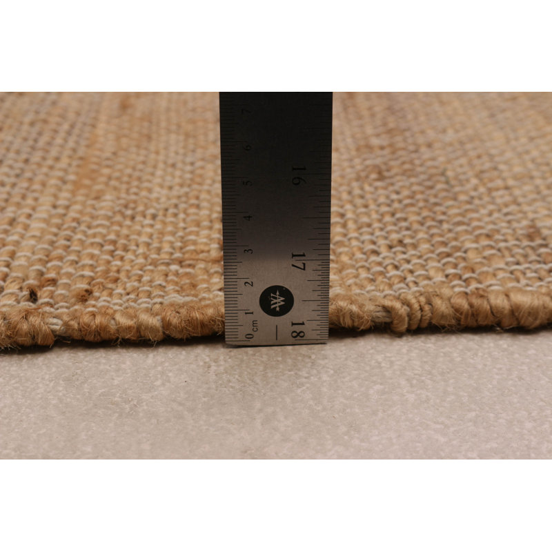 Dhurrie en laine ivoire tissé à la main et jute, Rectangle 9 pi x 12 pi