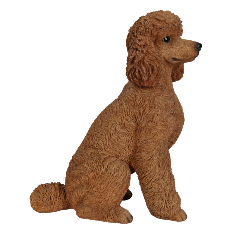 Statue caniche assis, Brun