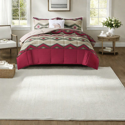 Cozy Farmhouse Bedding Sets, Polyester Comforter With Sherpa Pillow
