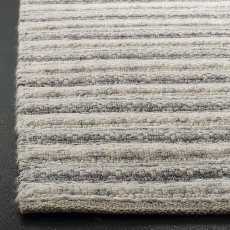 Tapis rayé en soie de bambou Russo, Rectangle de 5 pi x 8 pi