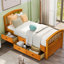 Lit plateforme avec rangement Coverson, lit en bois massif avec 6 tiroirs-544457433