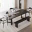 Table de salle à manger rectangulaire noire en bois massif-907440615