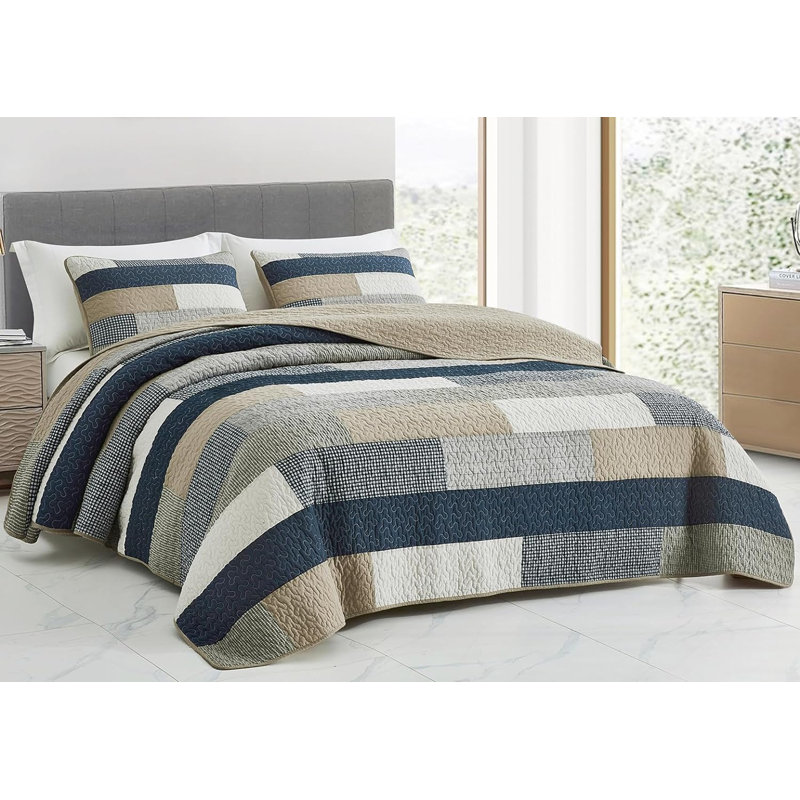 Dylan Cotton Patchwork Quilt Set, Twin Quilt + 1 Standard Sham