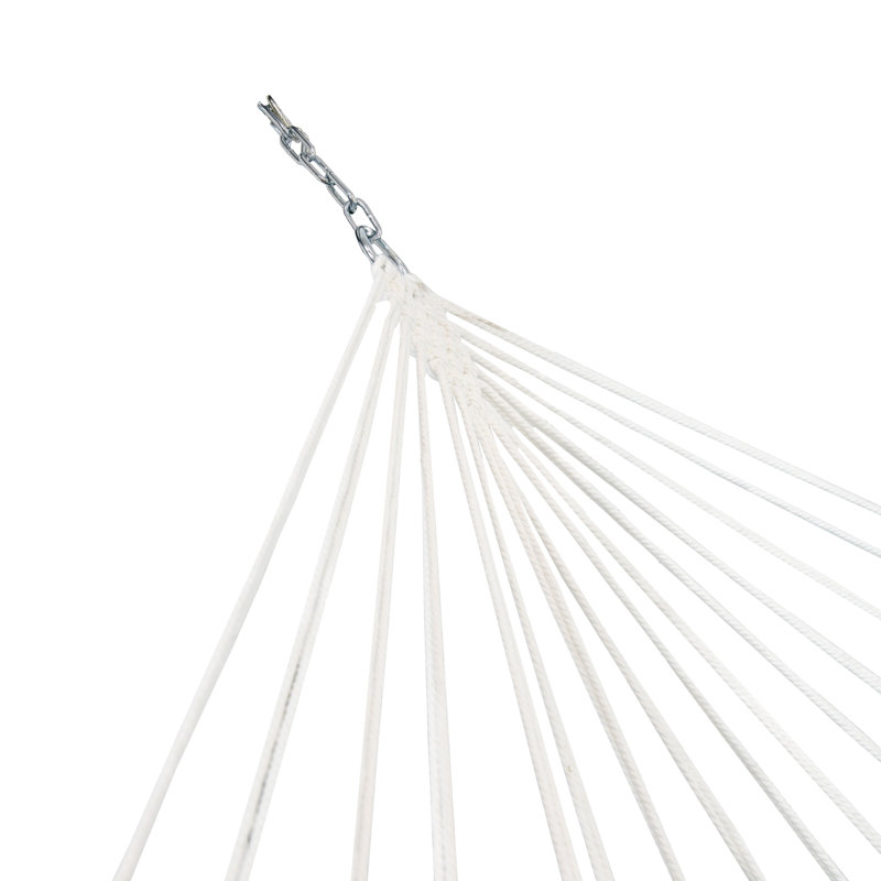 Blue and White Quilted Double Hammock with Metal Spreader Bars