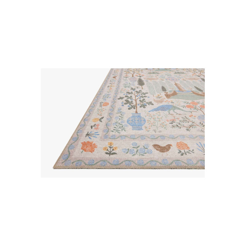 Tapis tissé multicolore lavable à motif floral, Tapis de couloir 2 pi 6 po x 9 pi 10 po inclus