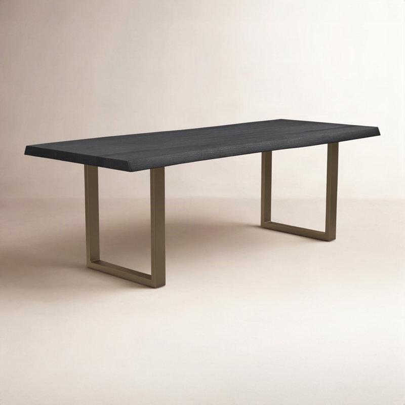 Brooks Dining Table, 29.75"H x 79"L x 40"W, Ebonized, Brass