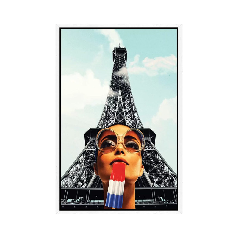 Summer In Paris by Kiki C Landon - Print on Canvas, 66.04cm H x 45.72cm W x 3.81cm D, White Framed