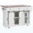 58" Farmhouse Kitchen Island With Storage, Sliding Barn Door & Metal Grid Side Door, Rolling Kitchen Island On 5 Wheels With Spice Rack, Glass Holders,Island Table With Drop Leaf For Kitchen,White-435496519