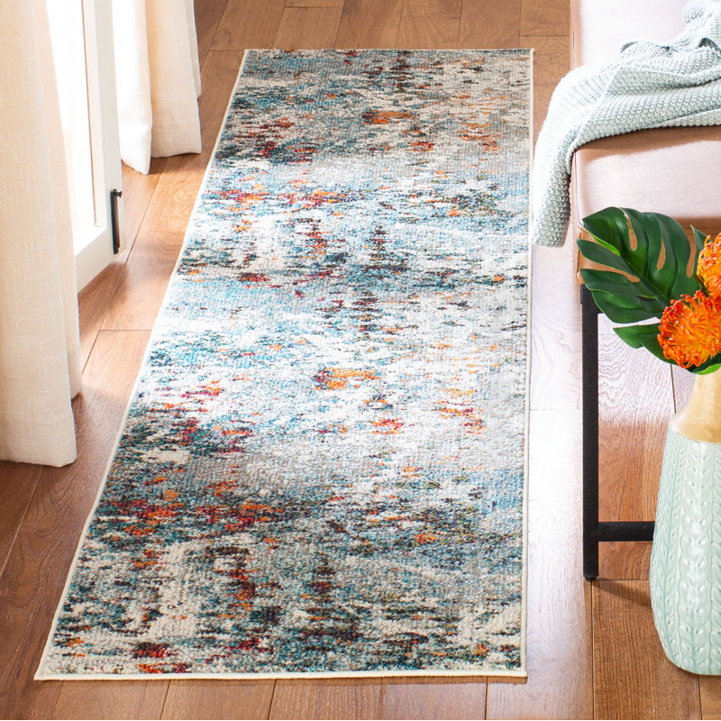 Tapis gris / bleu Gammage, Tapis de couloir 2 pi 2 po x 6 pi, Grey/Blue