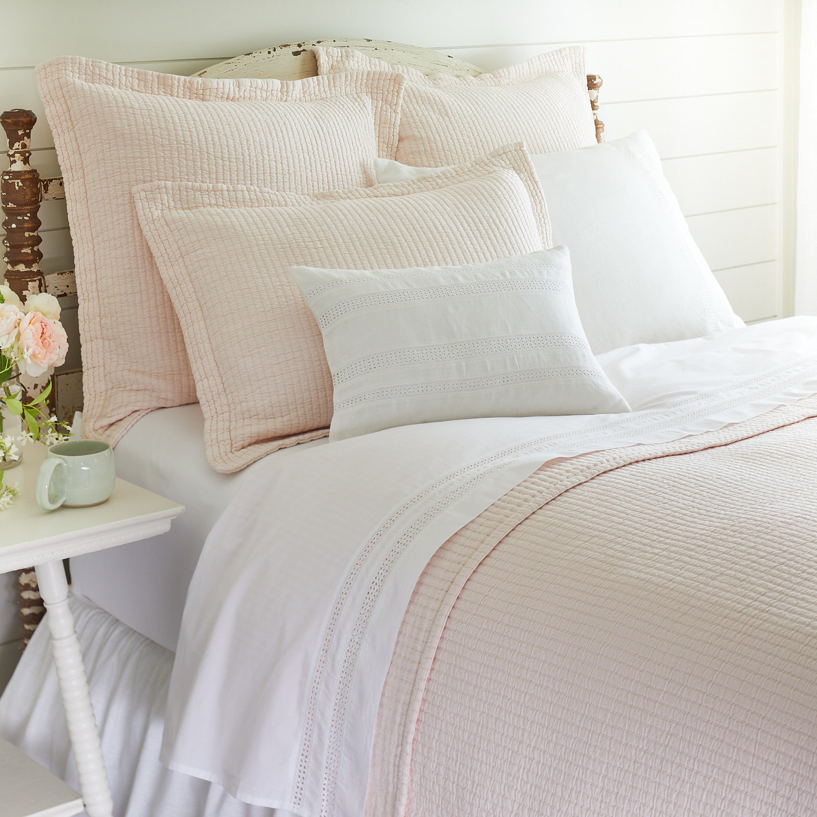 Hudson Stripe Coverlet Set, Queen, Petal