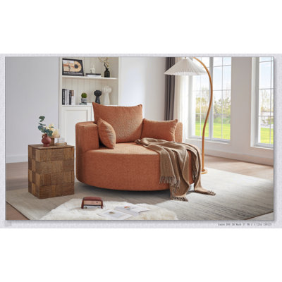 Fauteuil demi-tonneau pivotant à 360 ° avec coussins amovibles, parfait pour le salon, la chambre à coucher et le bureau