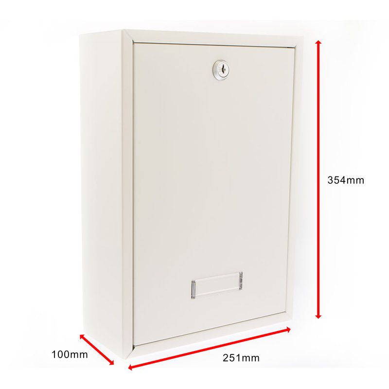Forth Rear Access Gate & Wall Mounted Galvanised Steel Lockable Weatherproof Post Box - 25x35x10cm, White