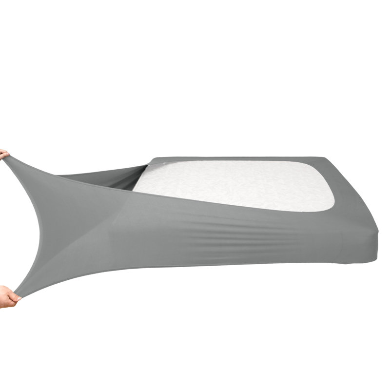 Jersey Knit Stretchy Wrap Around Box Spring Cover, Light Gray, Full