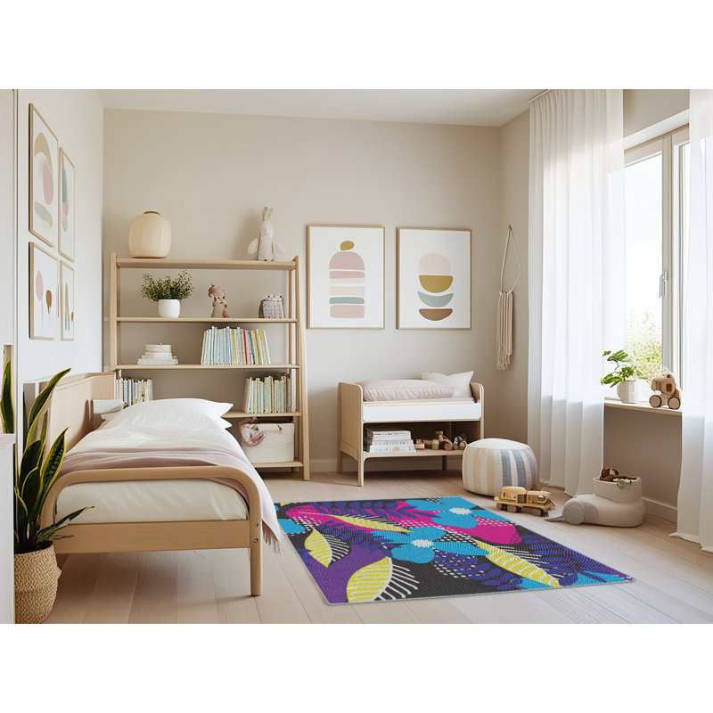 Tapis bleu/violet/jaune, Rectangle 4 pi x 6 pi