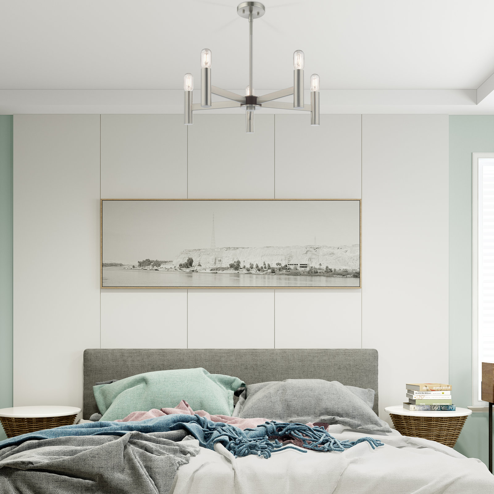 Martella 5-Light Chandelier, Brushed Nickel, 6" H x 25" W x 25" D