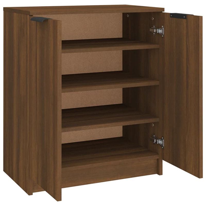 8 Pair Shoe Storage Cabinet, Brown Oak