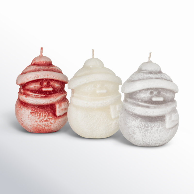 Ensemble de 3 bougies fantaisie bonhomme de neige non parfumées 3 pièces