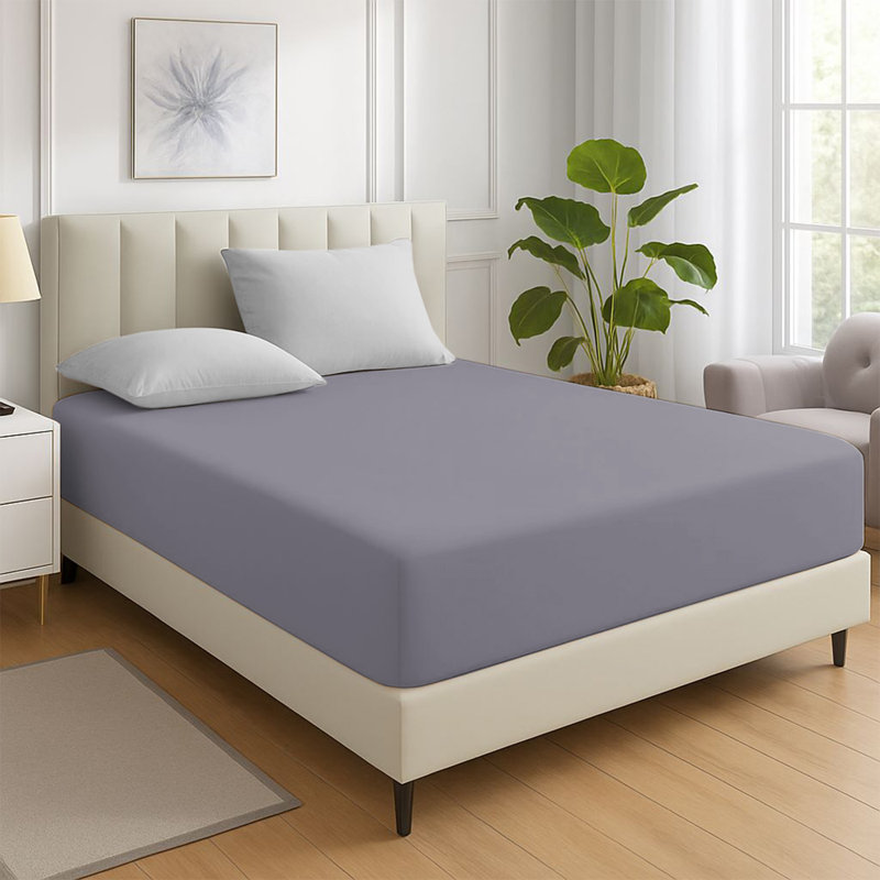 200 Thread Count Microfiber Deep Fitted Bed Sheet – 25cm Pocket, Grey, Kingsize (5')