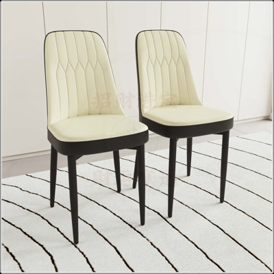 Set of 2 Modern PU Leather Dining Chairs with Thick Cushions and Ergonomic Design for Comfortable Seating