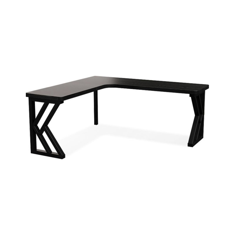 Household corner L-shaped solid wood black study desk and writing desk, 29.53'' H x 70.87'' W x 55.12'' D, Left Hand Return