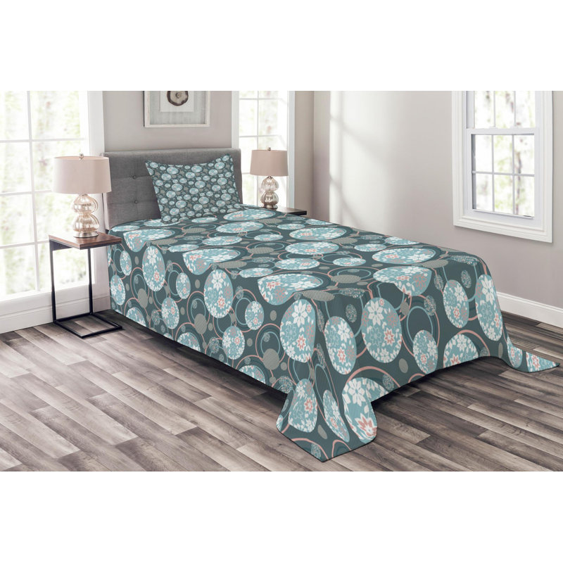 Farmhouse / Country Polyester Geometric Shapes Coverlet, Twin Coverlet + 1 Sham