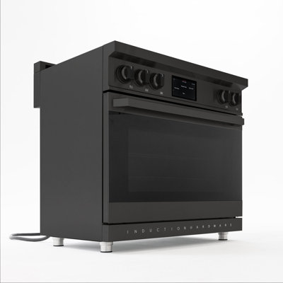 Professional 36 Inch Induction Range with Convection Oven & Air Fry, 5 Burner Electric Stove, Pizza Stone, Black Stainless Steel by Induction Hardware