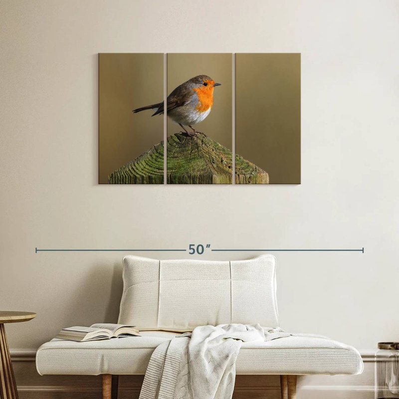 Brampt Bird Standing On Wood Post, 24" H x 38" W