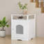 Meuble de litière pour chat, maison de chat en bois avec armoire fermée, litière cachée avec tablette de rangement, table d'appoint moderne pour salon ou chambre à coucher - blanc