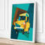 Yellow Bulldozer Mid-Century - Wrapped Canvas-1799058959-1799059057