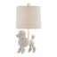 Lampe de table chien en résine avec abat-jour en lin-734068187