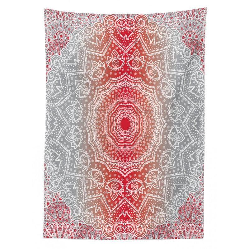 Dining Room Kitchen Tablecloth, Gray/Red, 90" L x 60" W
